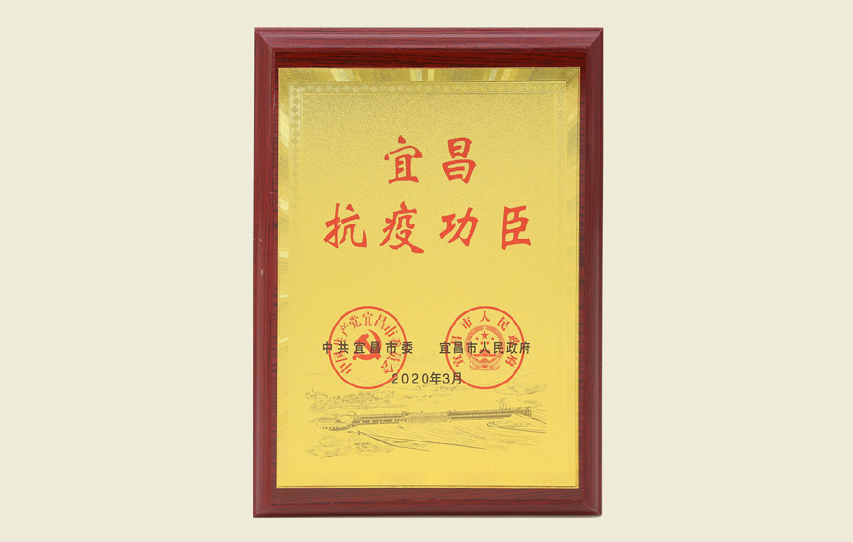 【“宜昌抗疫功臣”纪念牌】